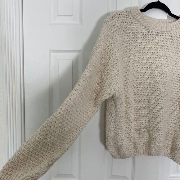 Universal Thread Chunky Oversized Cream White Cotton Crewneck Knit Sweater XL - Picture 5 of 7